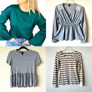 NWT / NWOT Small Bundle of 4 Womens Tops Blouses Summer Career Lot Teal Gray